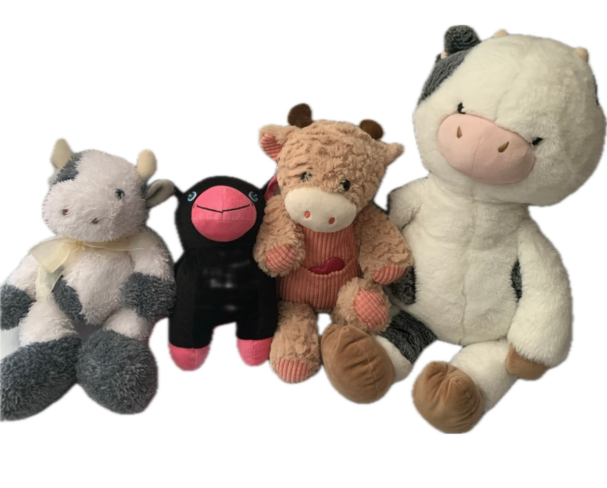 Weighted stuffed animal - cow plush with 3, 4 or 6 lbs, washable plush buddy, farm, barn, sleep aide