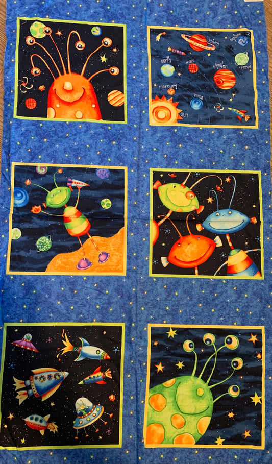 Small Weighted Blanket with Planets and aliens, 3 lbs, sleep aide, washable, autism