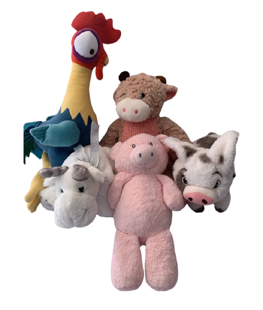 Weighted stuffed animal, cow, chicken, pig or moose with 3 lbs, washable weighted buddy, farm, barn