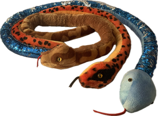 Weighted Stuffed Animal, Plush Snake with 3 lbs, long weighted buddy, washable, various colors and patterns, Cobra, Boa Constictor, Python, Corn, Garter, Albino