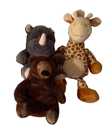 Weighted stuffed animals, giraffe, rhinoceros, or brown bear with 3 lbs, AUTISM SENSORY PLUSH, washable buddy