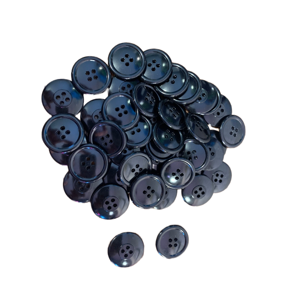 Black Buttons 1" with 4 holes - SET OF 50