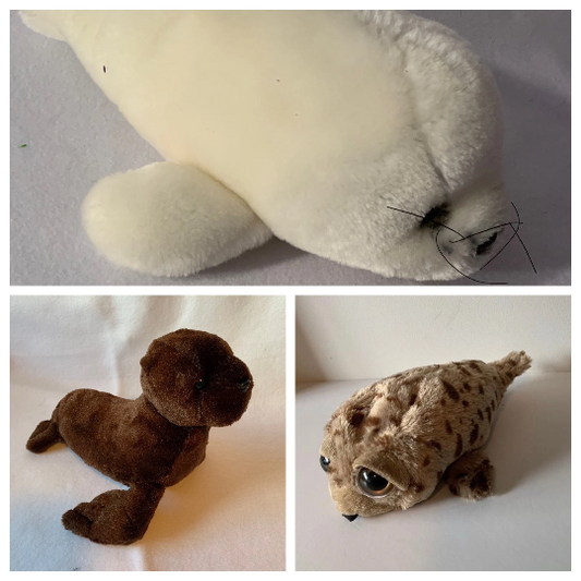 Weighted stuffed animal, seal sensory toy with 2 1/2-3 lbs, plush sea animals, brown seal, spotted seal