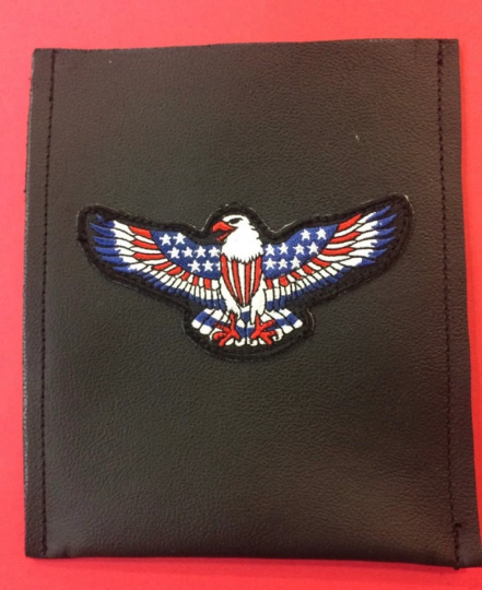 Leather carry case for phone with patches for men or women, eagle, flag, Father's Day Gift